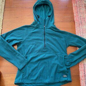 Mountain Hardwear Summit Grid Half Zip Hoodie, Women's Small, Teal Blue
